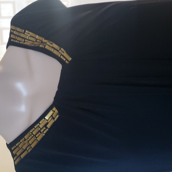 Anne Klein 10 stone adorned scoopneck with cascading gathered drape stretchy - Picture 9 of 9